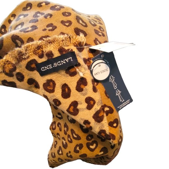 Lands' End Scarf Leopard Cafe au Latte Brown Black Reversable 16x78 DH393 - Picture 4 of 10